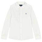 Boys White Logo Shirt, 1, hi-res