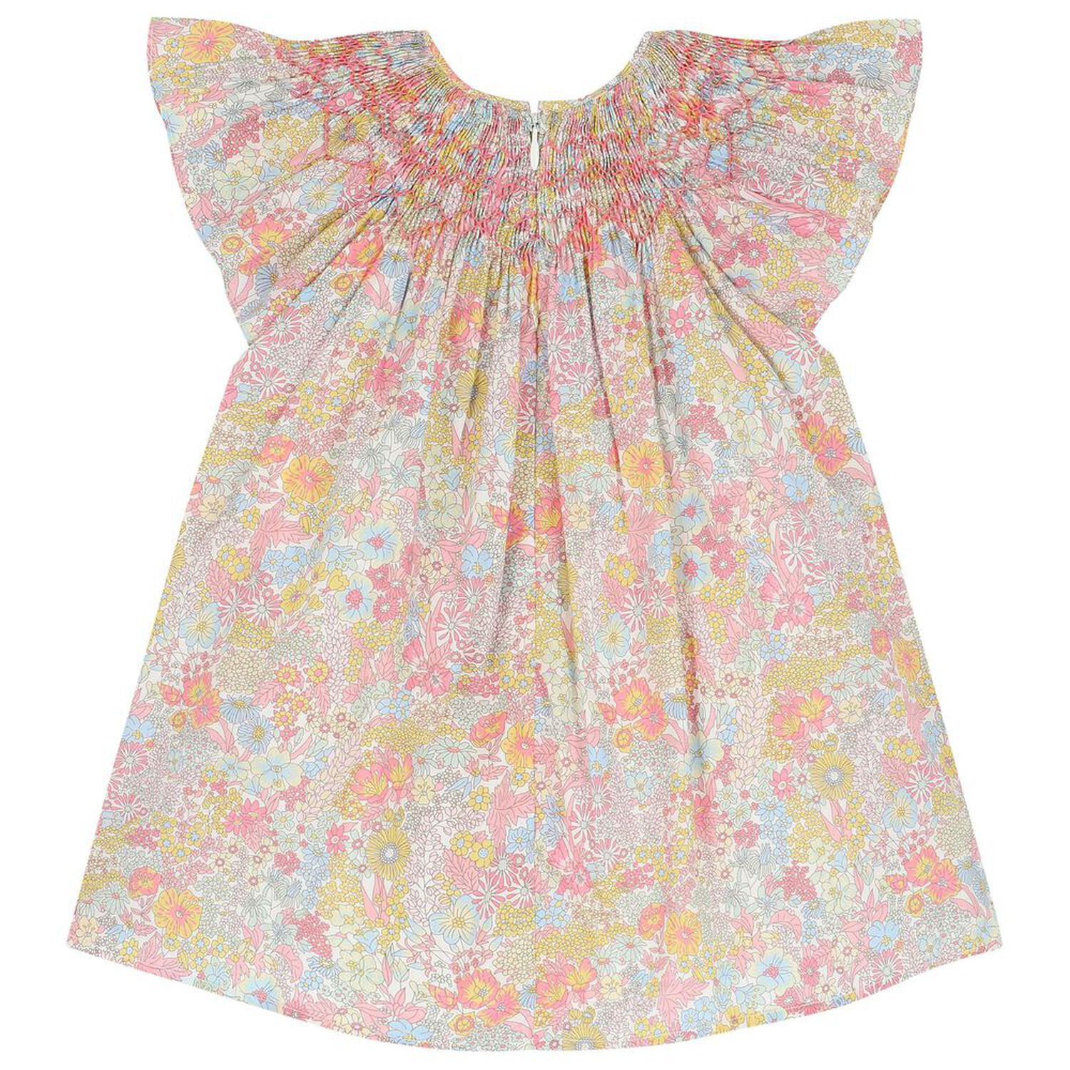 Younger Girls Blue, Yellow & Pink Liberty Dress, 2, hi-res