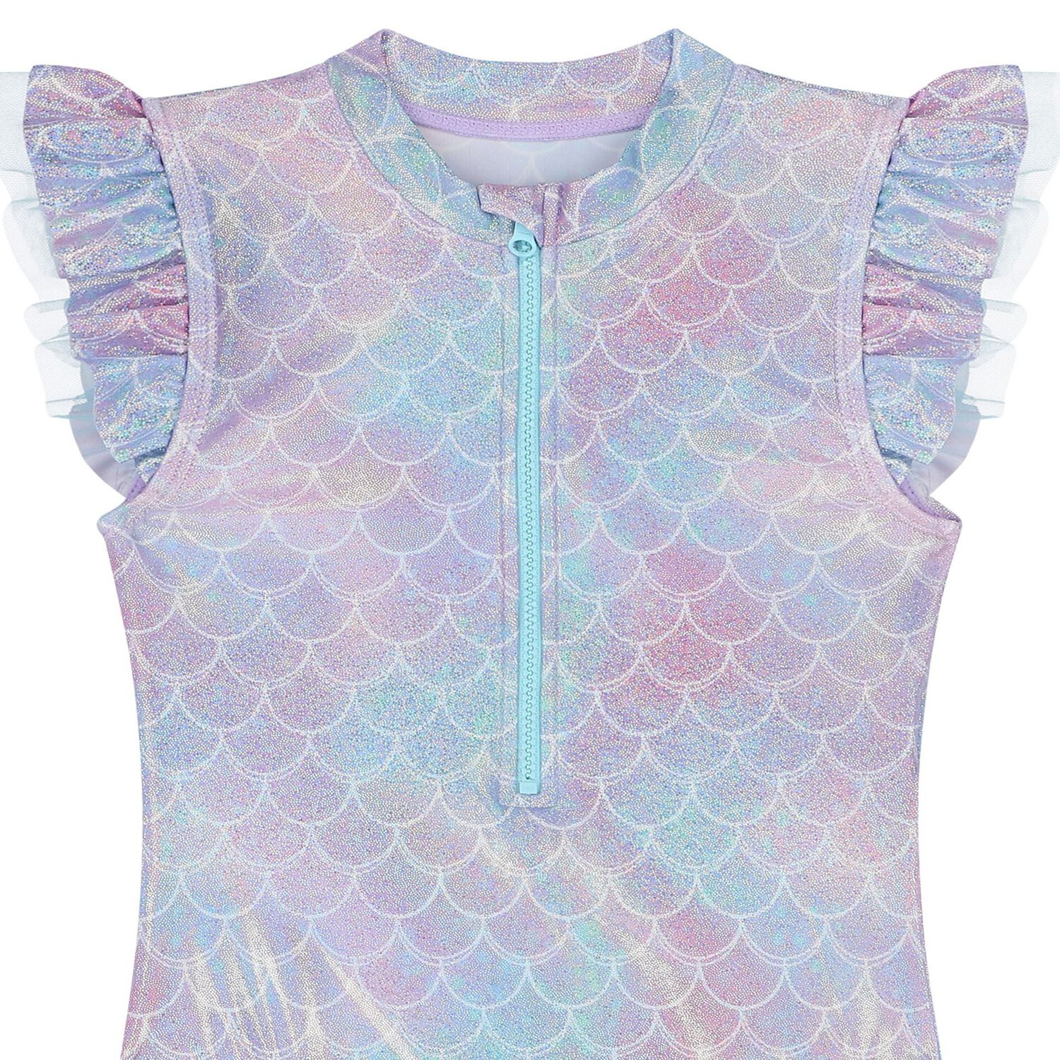 Girls Purple & Blue Metallic Mermaid Swimsuit, 1, hi-res image number null