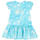 Girls Blue Logo Pearl Dress, 1, hi-res