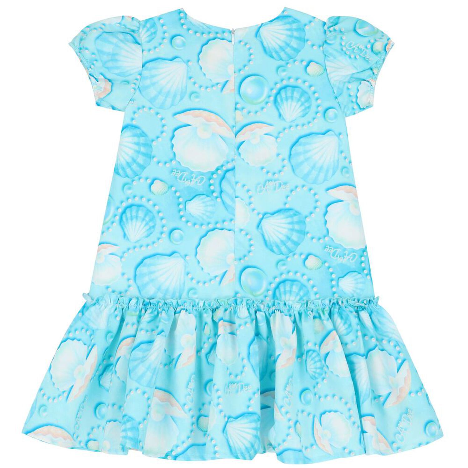 Girls Blue Logo Pearl Dress, 1, hi-res