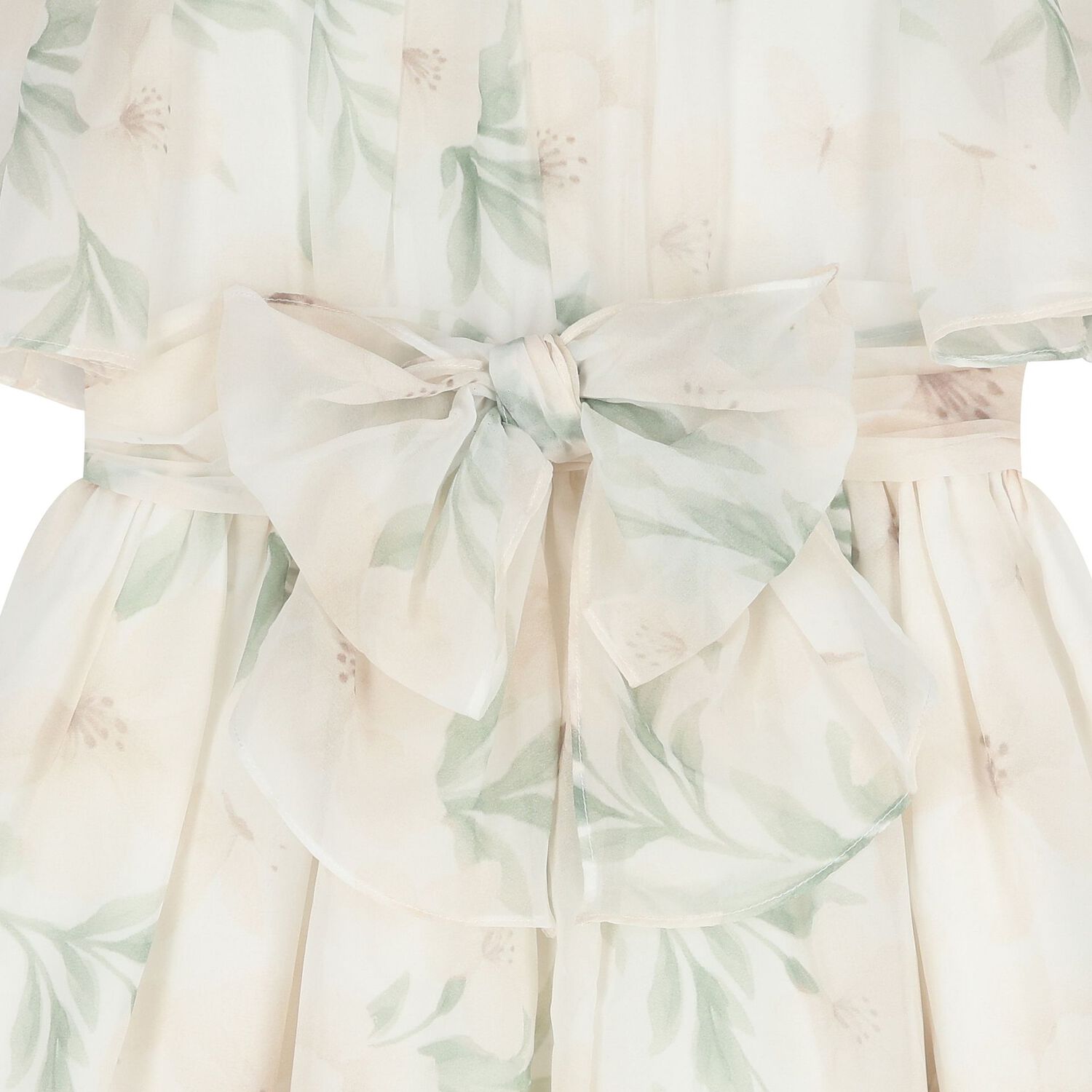 Girls Ivory Chiffon Floral Dress, 1, hi-res
