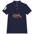 Boys Navy Blue Logo Polo Shirt, 1, hi-res