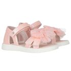 Younger Girls Pink Tulle Bow Sandals, 1, hi-res