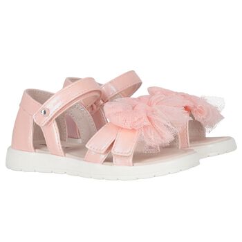 Younger Girls Pink Tulle Bow Sandals