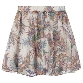 Girls Beige Paisley Skirt