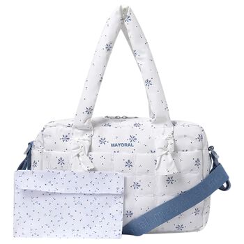 Baby Girls White & Blue Waterproof Changing Bag