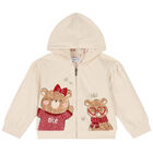 Younger Girls Beige & Red Teddy Bear Tracksuit, 1, hi-res