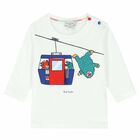 Boys White Yeti & Dino Long Sleeve Top, 1, hi-res
