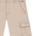 Boys Beige Logo Shorts, 2, hi-res