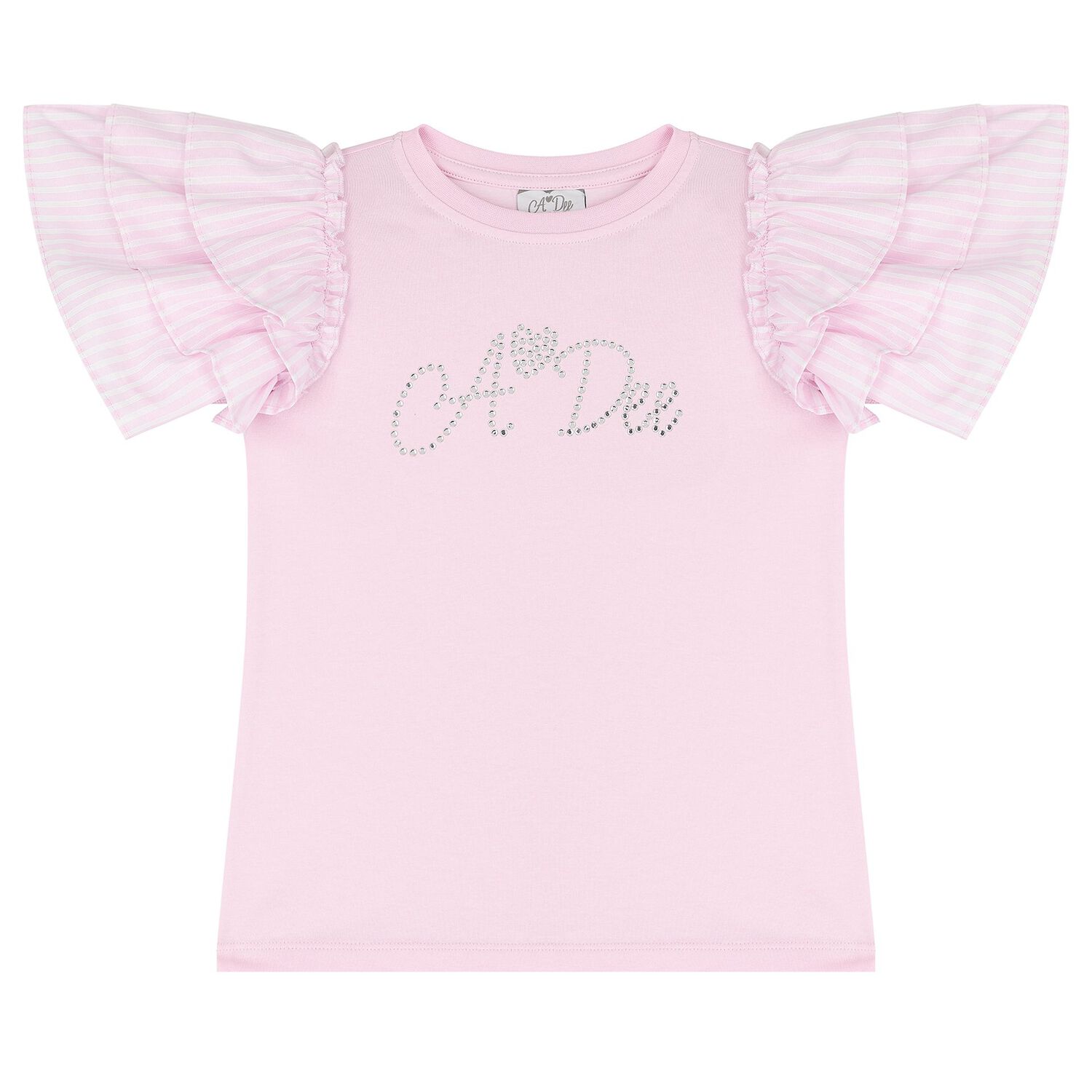 Girls Pink Striped Shorts Set, 1, hi-res image number null