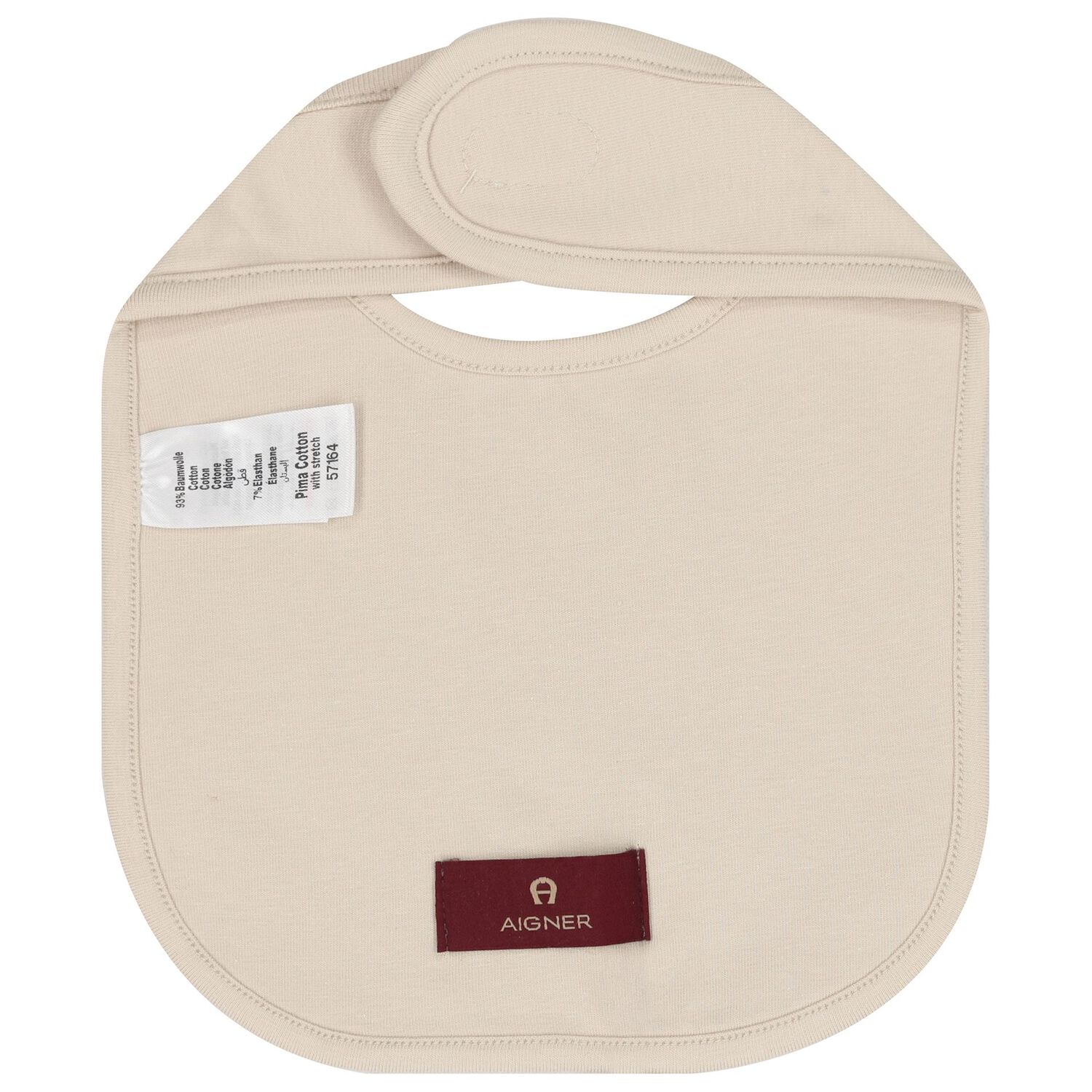 Beige Logo Baby Bib, 1, hi-res