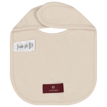 Beige Logo Baby Bib