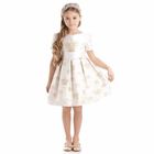 Girls White & Gold Embellished Dress, 1, hi-res