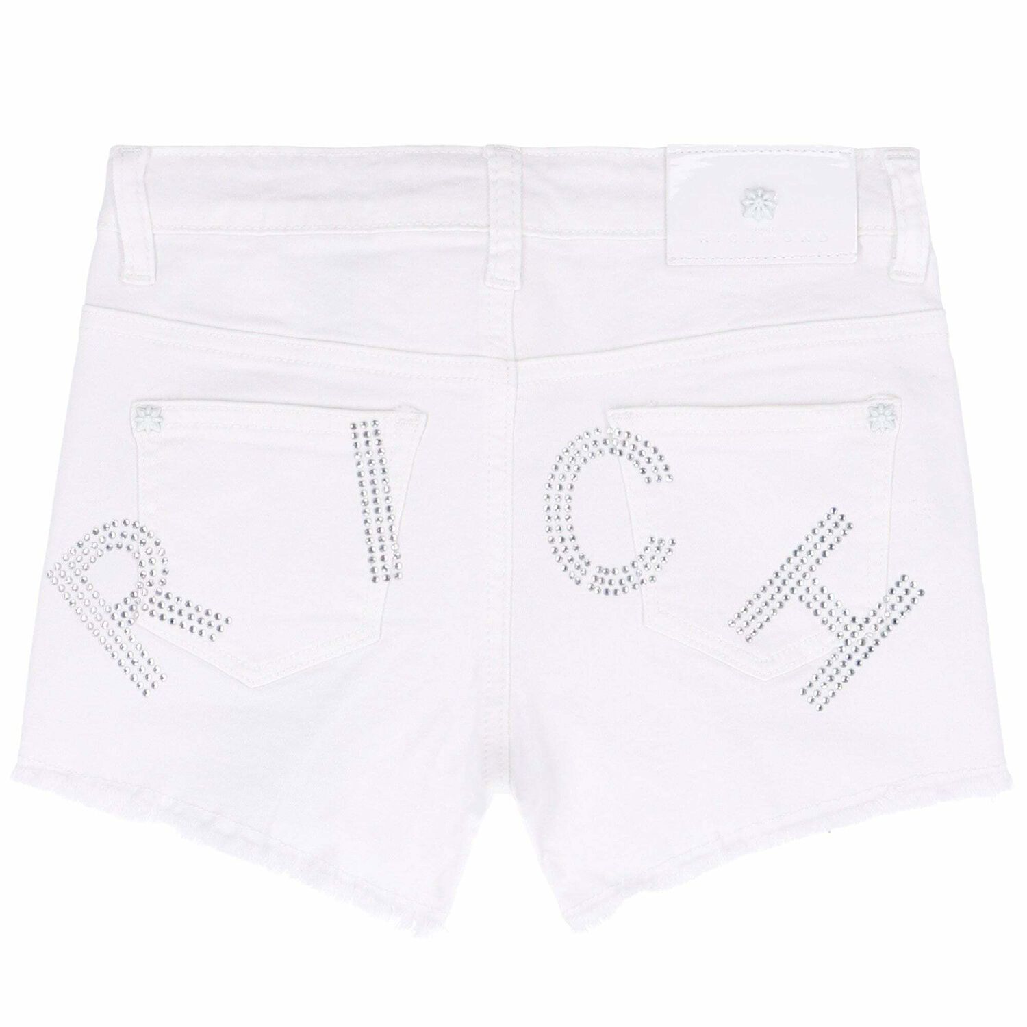 Girls White Denim Shorts, 1, hi-res image number null