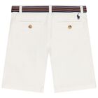 Boys White Logo Shorts, 1, hi-res