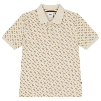 Boys Beige Logo Polo Shirt