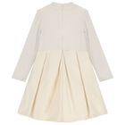 Girls Gold Knitted Bow Dress, 1, hi-res
