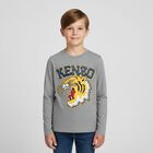 Boys Grey Tiger Logo Long Sleeve Top, 2, hi-res