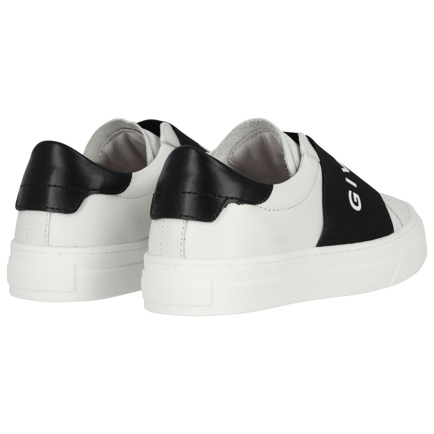 White & Black Logo Trainers, 1, hi-res