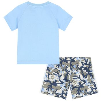 Blue & Grey Trefoil Logo Shorts Set