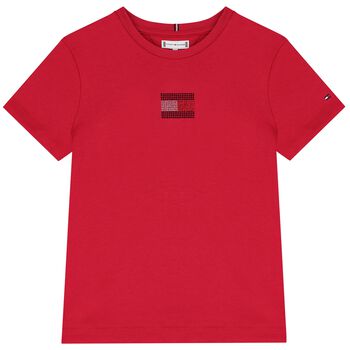 Girls Pink Embellished Logo T-Shirt