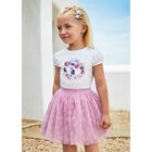 Girls White & Pink Tulle Skirt Set, 2, hi-res
