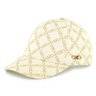 Girls Ivory & Gold Logo Cap, 1, hi-res