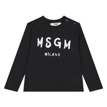 MSGM Black Logo Younger Long Sleeve Top, 2 Black Logo Younger Long Sleeve Top