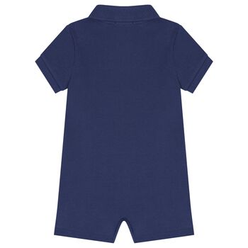 Baby Boys Blue Logo Romper