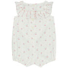 Baby Girls White Floral Romper, 1, hi-res
