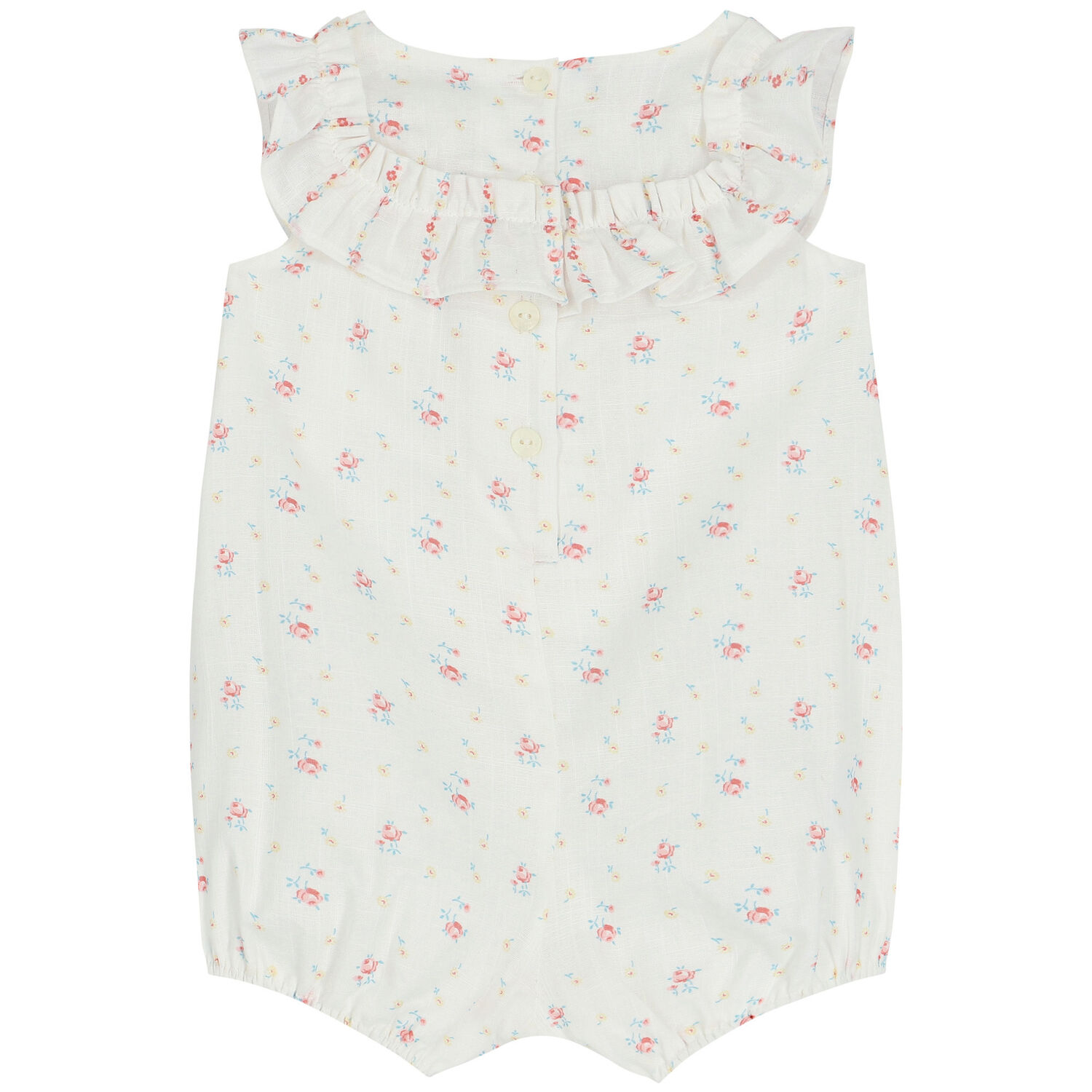 Baby Girls White Floral Romper, 1, hi-res