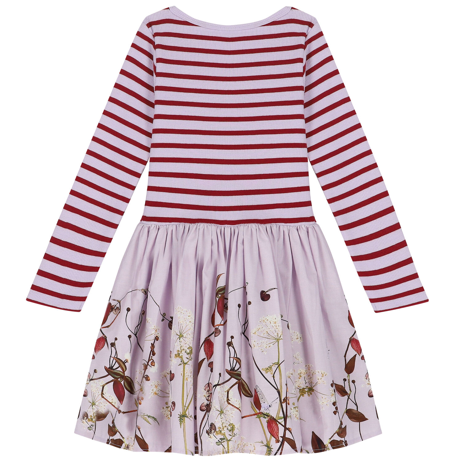 Younger Girls Purple & Red Striped Dress, 1, hi-res