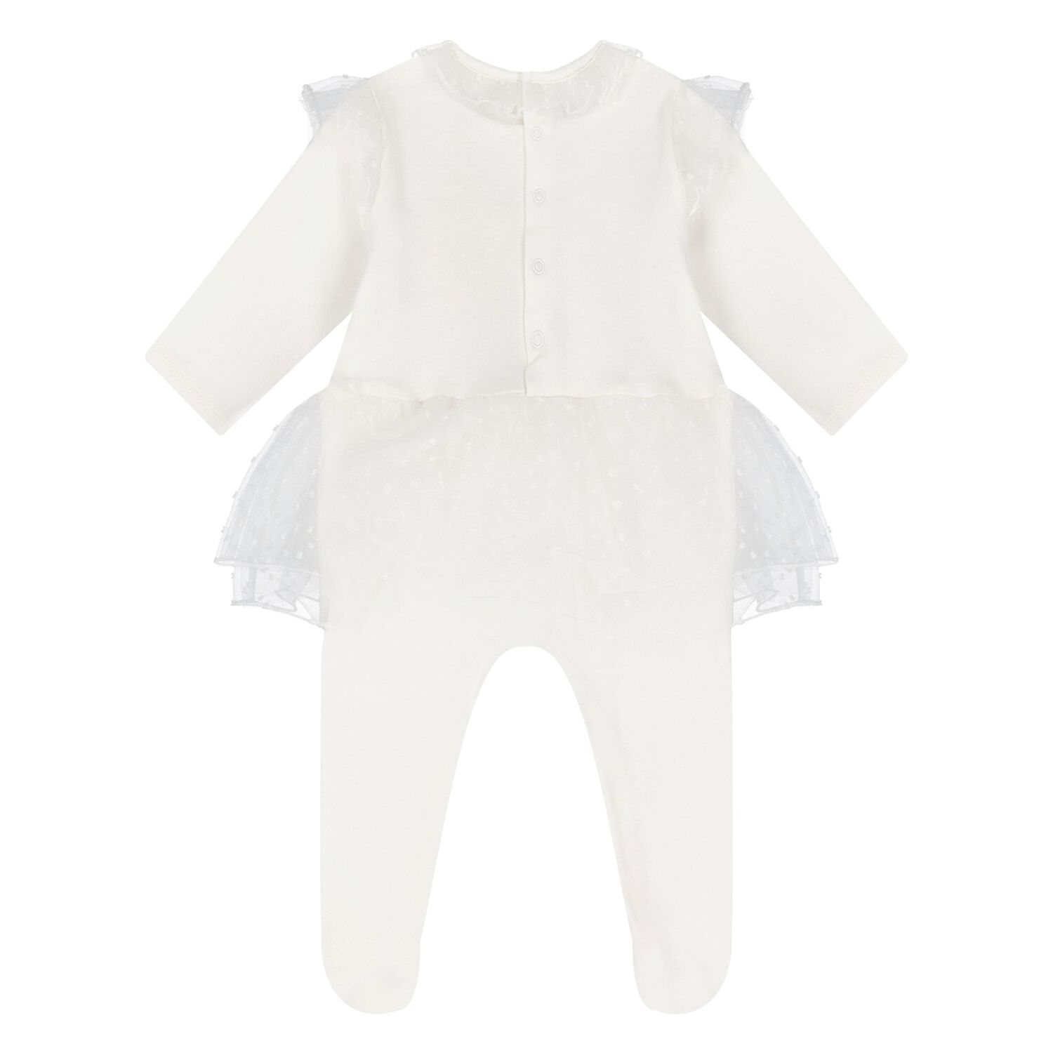 Baby Girls Ivory Bow Babygrow Set, 2, hi-res