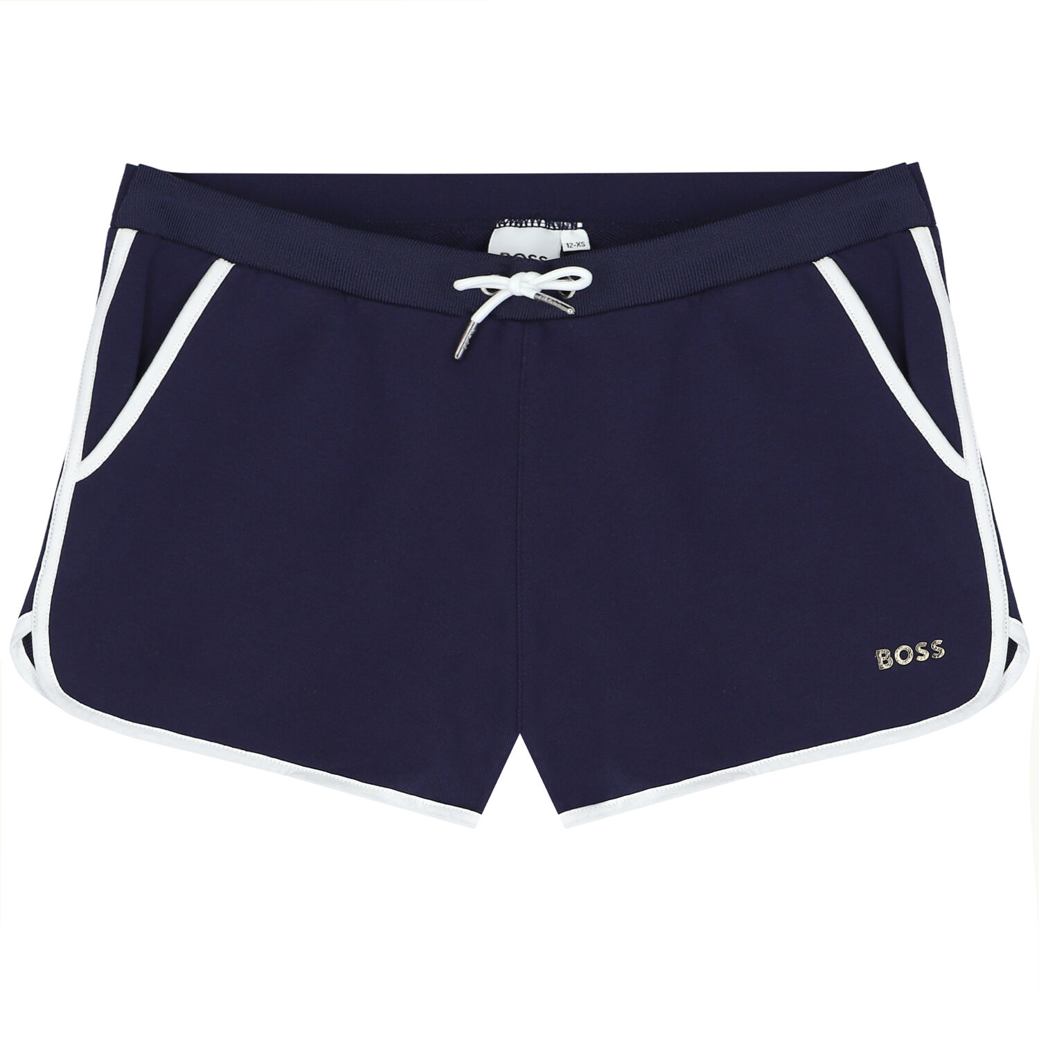 Girls Navy Blue Logo Shorts, 2, hi-res image number null