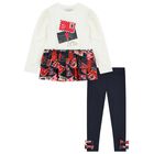 Girls White Logo Envelope Leggings Set, 1, hi-res