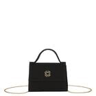 Girls Black Satin Handbag, 2, hi-res