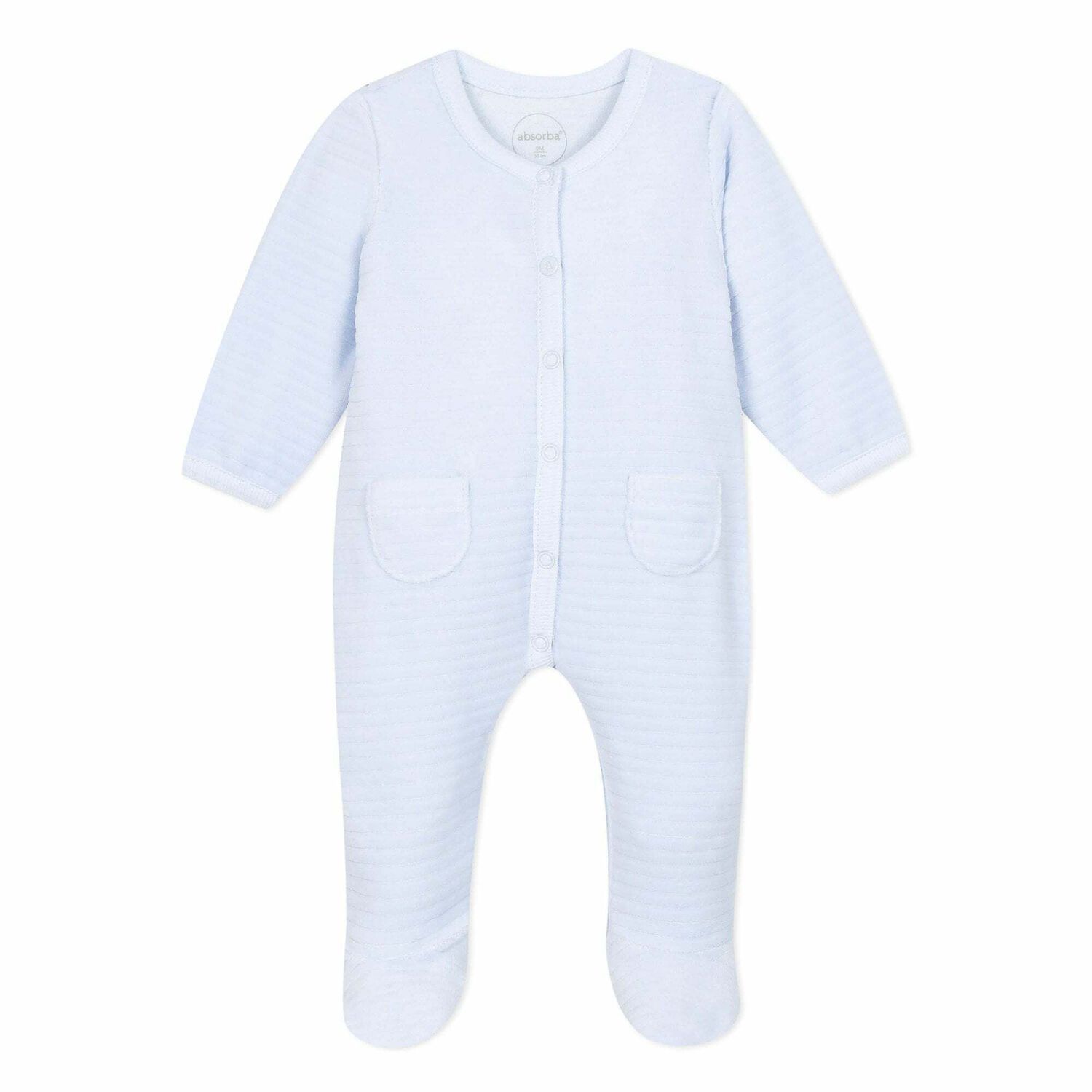 Baby Boys Blue Ribbed Babygrow, 2, hi-res image number null