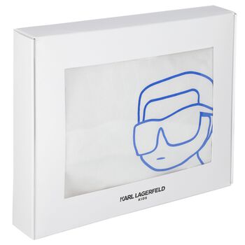 Boys White & Blue Ikonik Karl Shorts Set