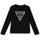 Girls Black Logo Sweatshirt, 2, hi-res
