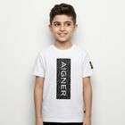 Younger Boys White Logo T-Shirt, 1, hi-res