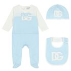 Baby Boys Blue & White Logo Babygrow Gift Set, 1, hi-res