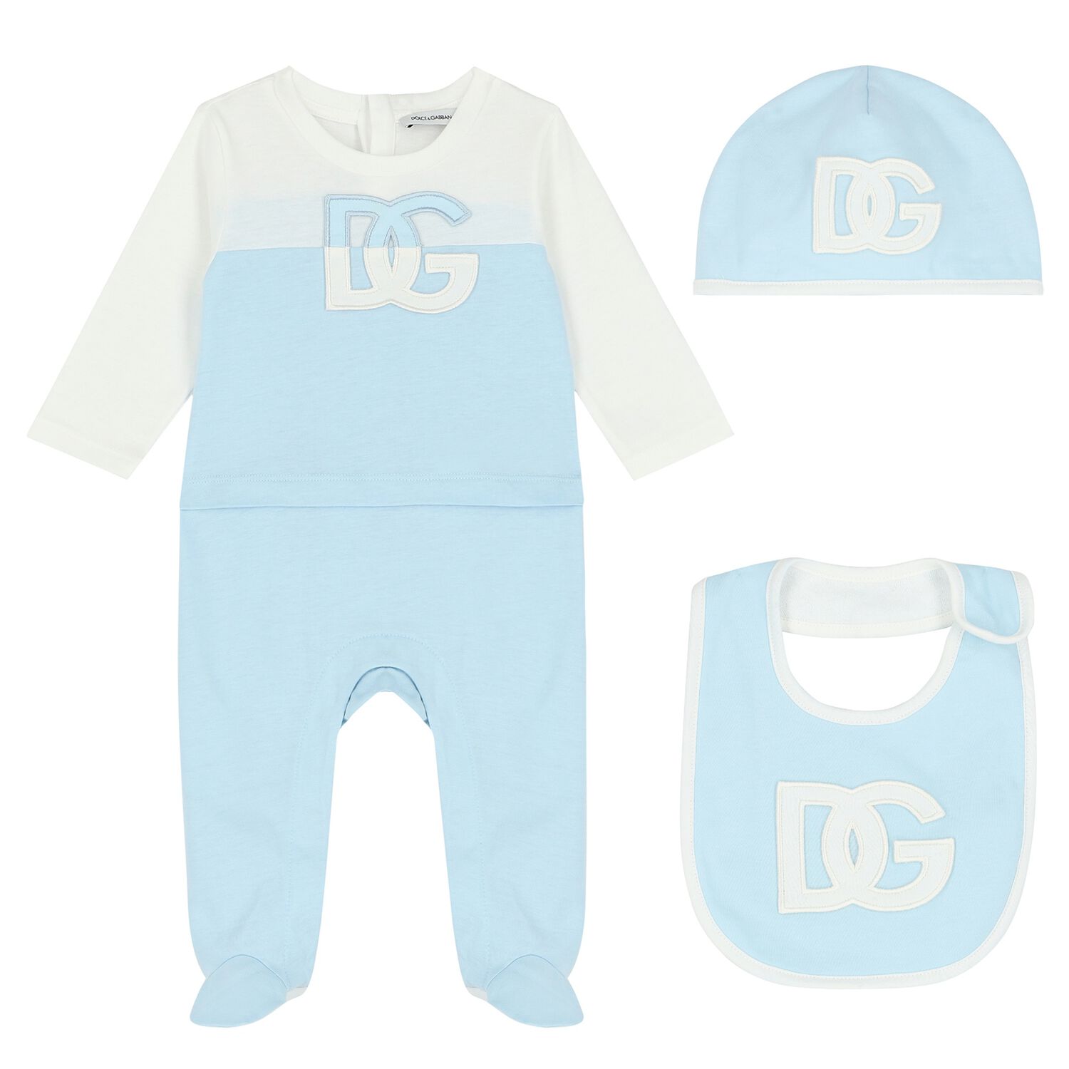 Baby Boys Blue & White Logo Babygrow Gift Set, 1, hi-res