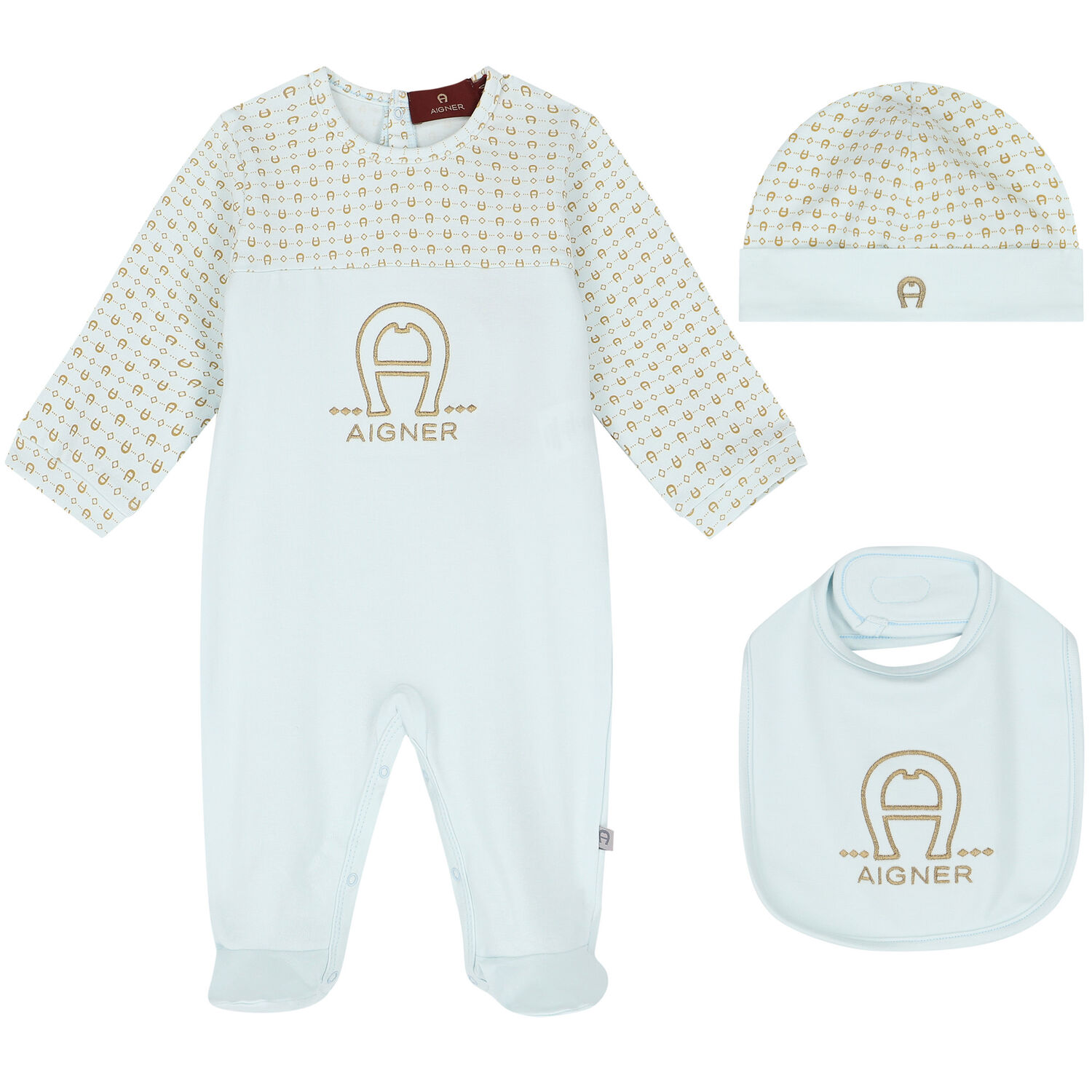 Blue & Gold Logo Babygrow Set, 2, hi-res
