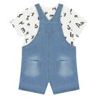 Baby Boys Blue Denim Dungaree Set, 2, hi-res