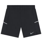Boys Black Miler Logo Dri-Fit Shorts, 1, hi-res