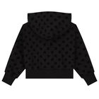 Girls Black Logo Hooded Zip Up Top, 1, hi-res