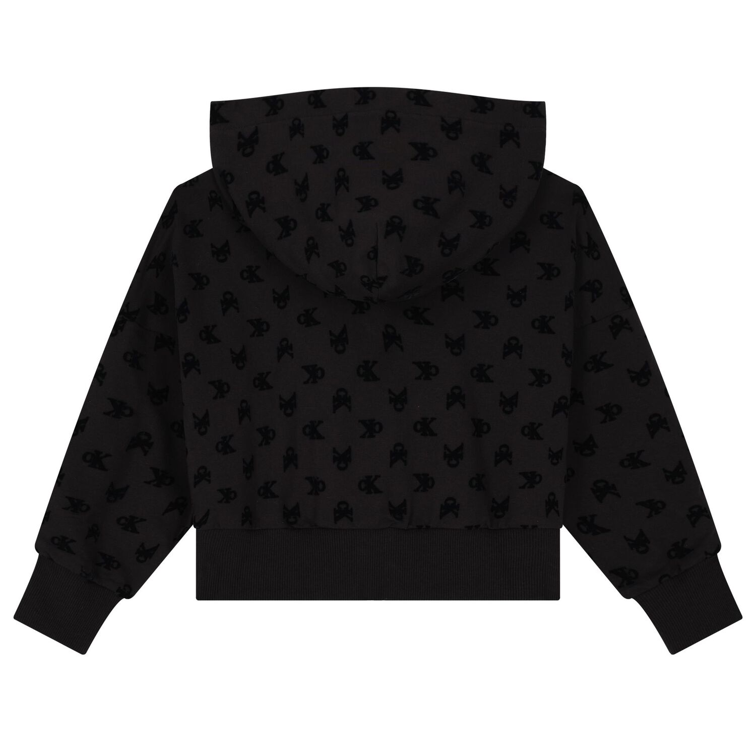 Girls Black Logo Hooded Zip Up Top, 1, hi-res image number null