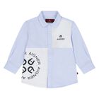 Younger Boys Blue & White Logo Shirt, 1, hi-res