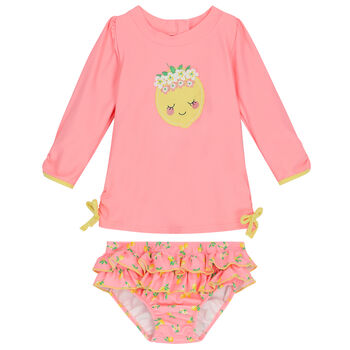 Baby Girls Pink & Yellow Lemon Tankini